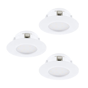 Eglo EU Pineda Plastic White LED Round Set of 3 Recessed Lights, 7.8cm, 3000K
