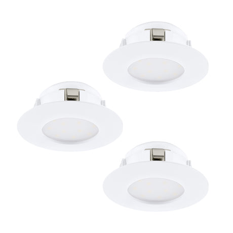 Eglo EU Pineda Plastic White LED Round Set of 3 Recessed Lights, 7.8cm, 3000K