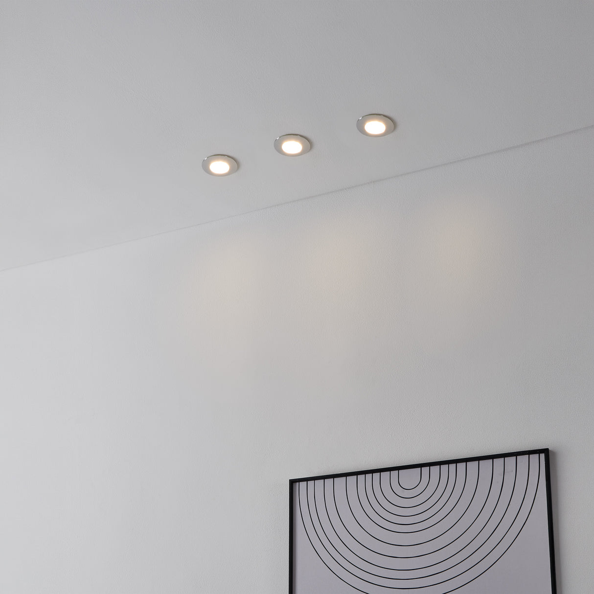 Eglo EU Pineda Plastic Chrome LED Round Set of 3 Recessed Lights, 7.8cm, 3000K