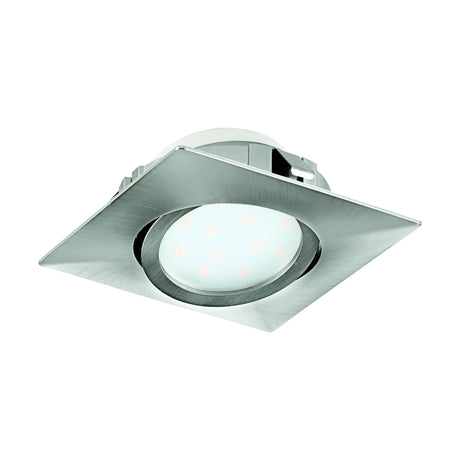 Eglo EU Pineda LED Plastic Satin Nickel Square Recessed Light, 8.4cm, 3000K
