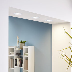 Eglo EU Pineda Plastic White LED Sqaure Set of 3 Recessed Lights, 8.4cm, 3000K
