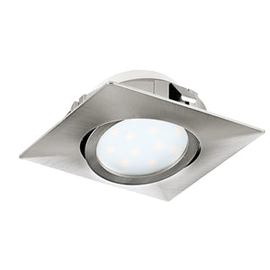 Eglo EU Pineda Plastic Satin Nickel LED Sqaure Set of 3 Recessed Lights, 8.4cm, 3000K