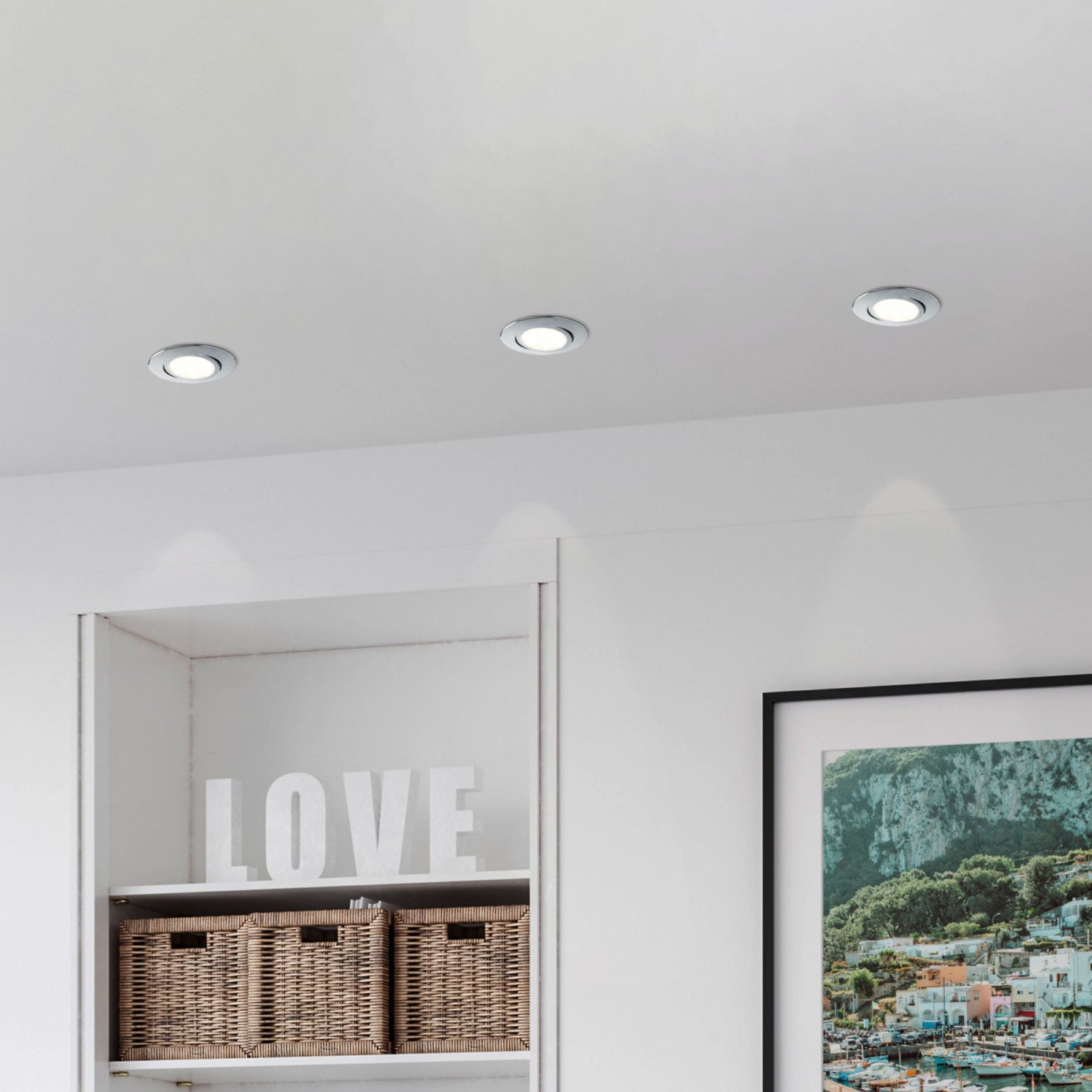 Eglo EU Pineda LED Plastic Black Round Recessed Light, 7.8cm, 3000K product image - Endon Lighting from First Light Direct with great prices and fast UK delivery