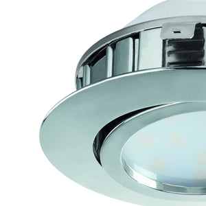 Eglo EU Pineda LED Plastic Chrome Round Recessed Light, 8.4cm, 3000K
