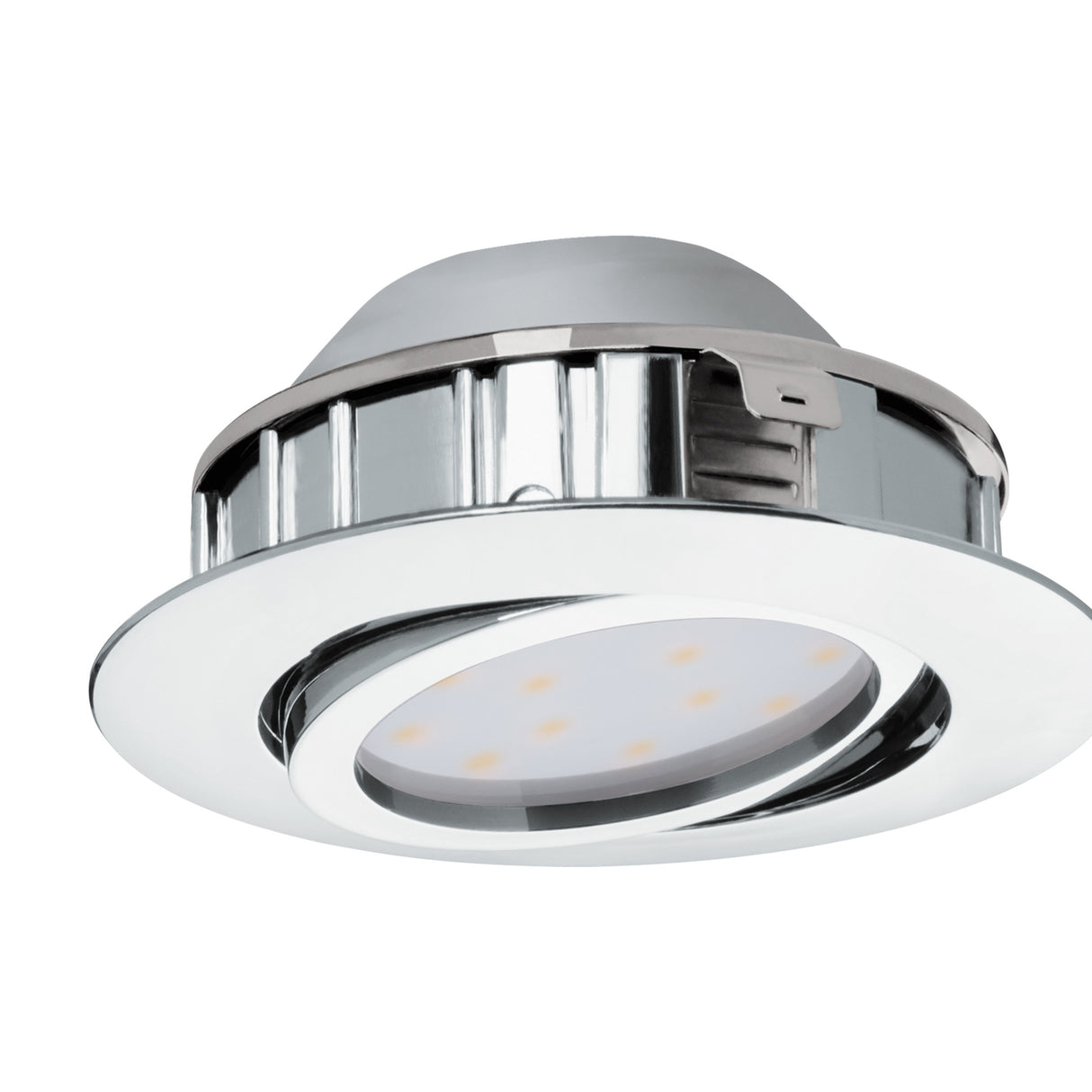 Eglo EU Pineda Plastic Chrome LED Round Set of 3 Recessed Lights, 8.4cm, 3000K
