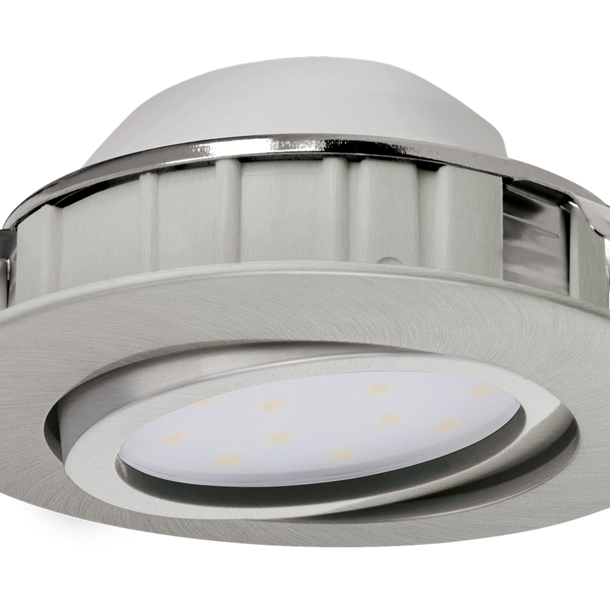 Eglo EU Pineda Plastic Satin Nickel LED Round Recessed Light, 8.4cm, 3000K