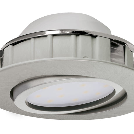 Eglo EU Pineda Plastic Satin Nickel LED Round Recessed Light, 8.4cm, 3000K