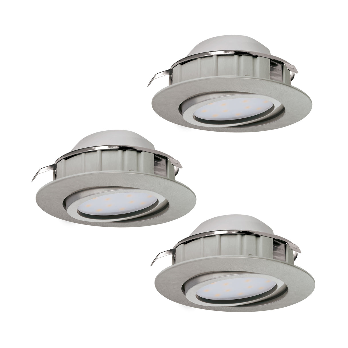 Eglo EU Pineda Plastic Satin Nickel LED Round Recessed Light, 8.4cm, 3000K