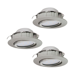 Eglo EU Pineda Plastic Satin Nickel LED Round Recessed Light, 8.4cm, 3000K