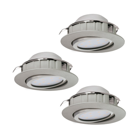 Eglo EU Pineda Plastic Satin Nickel LED Round Recessed Light, 8.4cm, 3000K