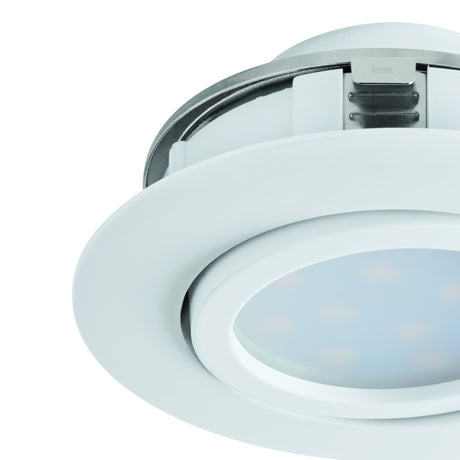 Eglo EU Pineda LED Plastic White Round Recessed Light, 8.4cm, 3000K