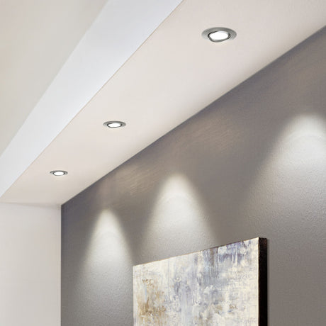 Eglo EU Pineda LED Plastic Satin Nickel Round Recessed Light, 8.4cm, 3000K