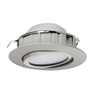 Eglo EU Pineda LED Plastic Satin Nickel Round Recessed Light, 8.4cm, 3000K