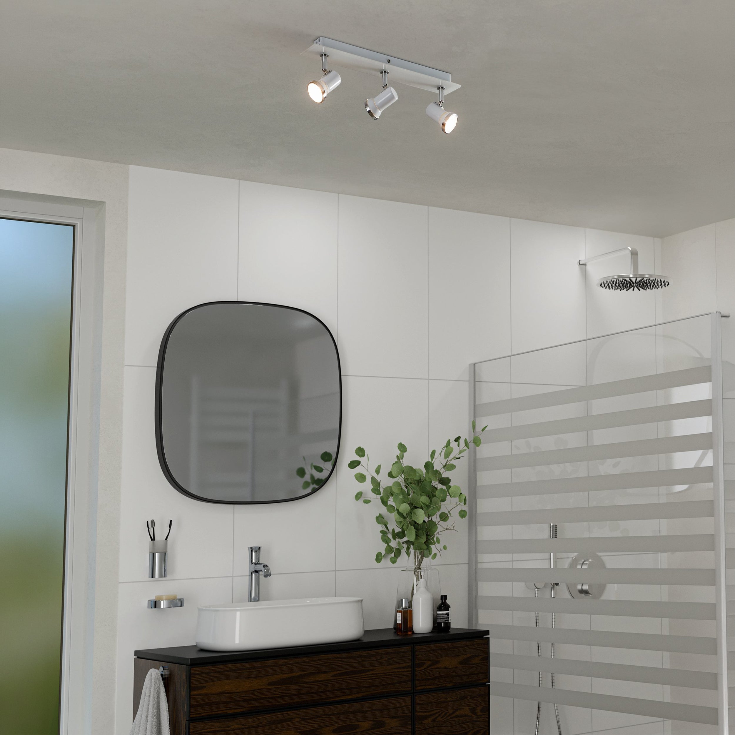 Eglo EU Frania Rounded White Wall/Ceiling Light, 43cm
