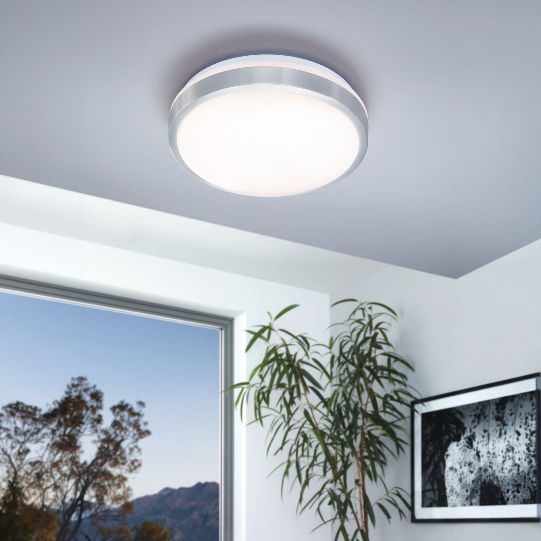 Eglo EU Frania Square Bathroom White Wall/Ceiling Light, 33cm