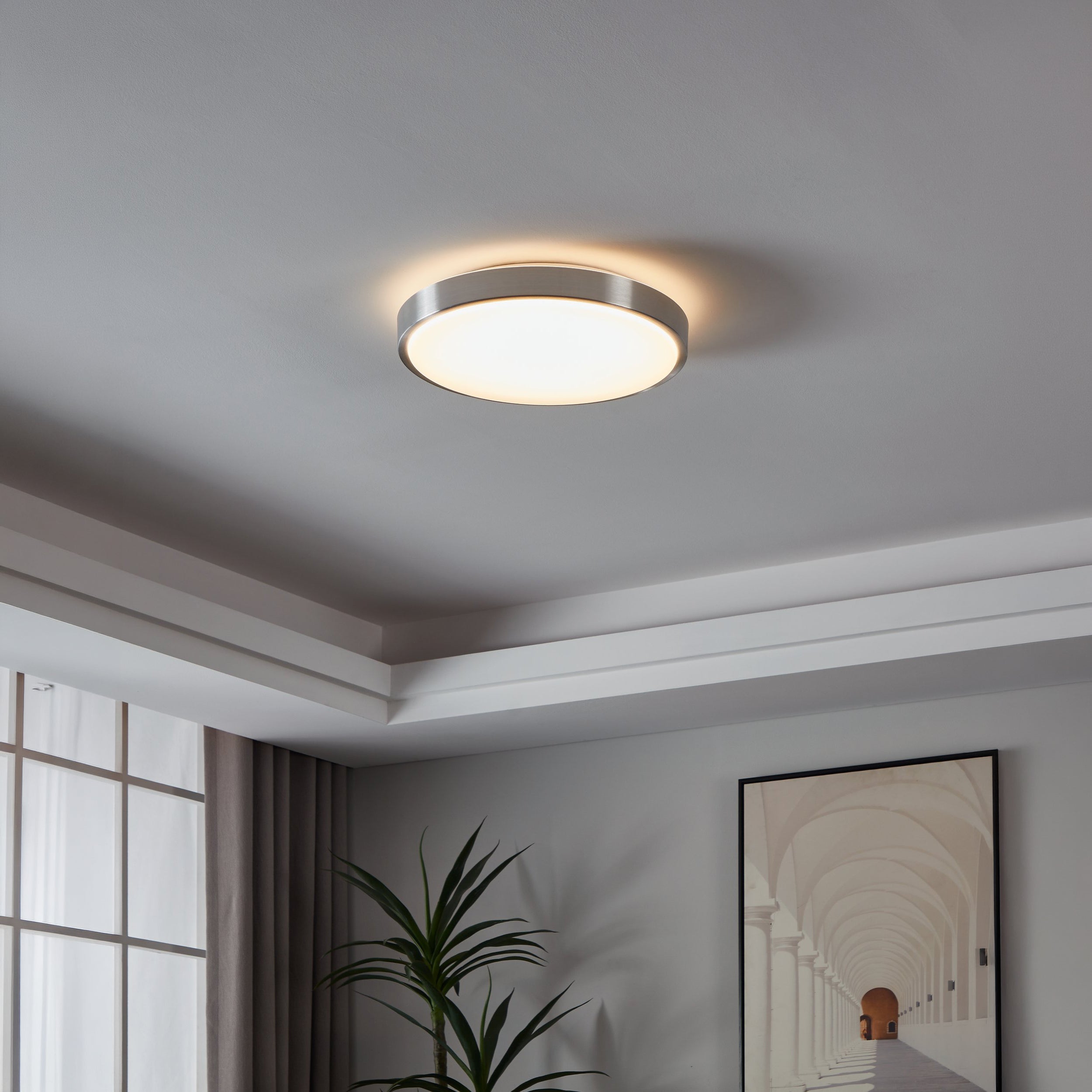 Eglo EU Sambatello Exposed Lightbulb  Brown & Silver 2-light Ceiling Spotlight product image - Endon Lighting from First Light Direct with great prices and fast UK delivery