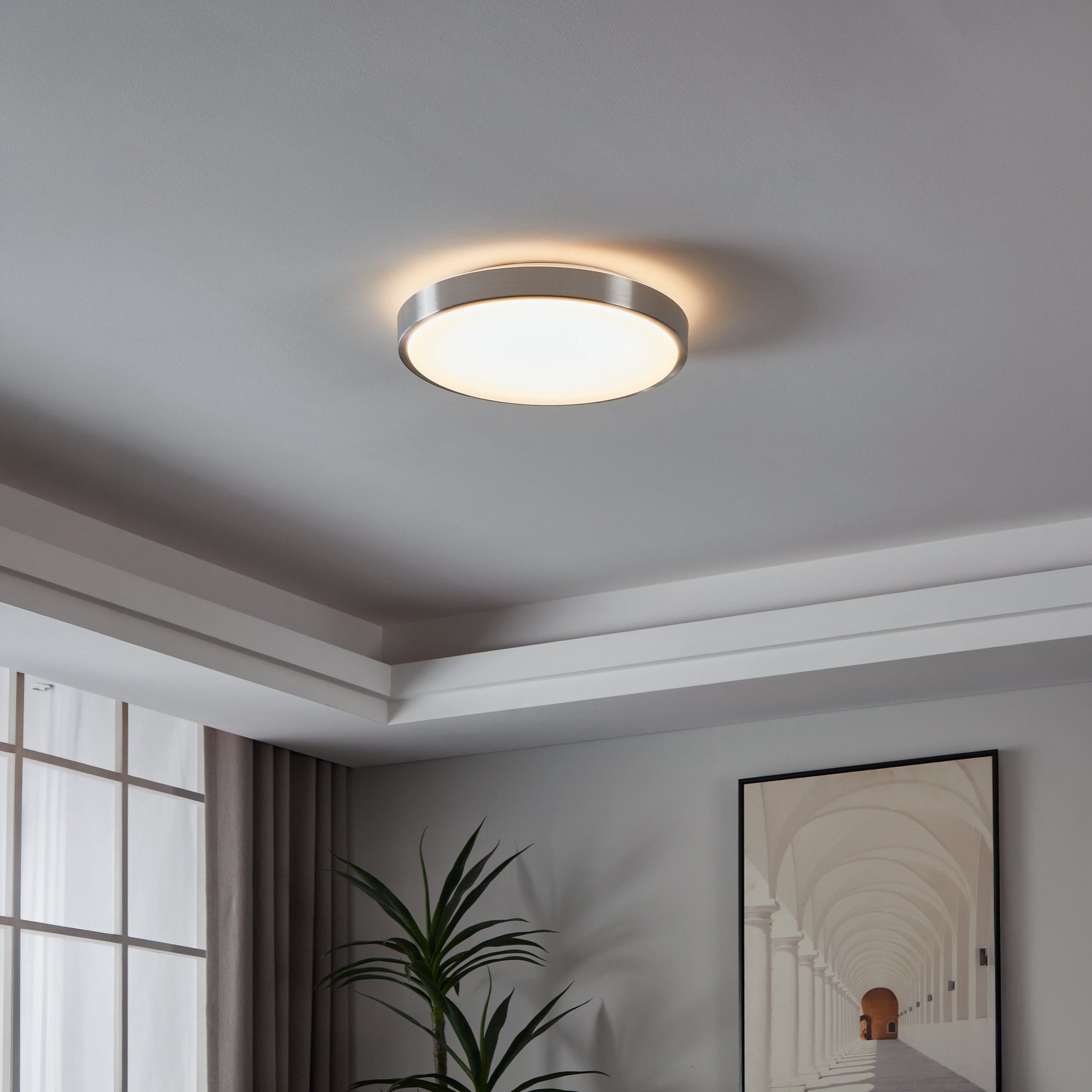 Eglo EU Sambatello Exposed Lightbulb  Brown & Silver 2-light Ceiling Spotlight product image - Endon Lighting from First Light Direct with great prices and fast UK delivery