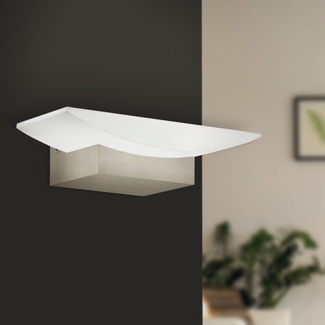 Eglo EU METRASS LED Wall Light – Satin Nickel Aluminium, Warm White, Indoor Lighting