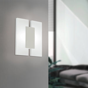 Eglo EU METRASS?2 LED Wall / Ceiling Light – Satin Nickel Aluminium, Twin Light, Warm White, Indoor Lighting