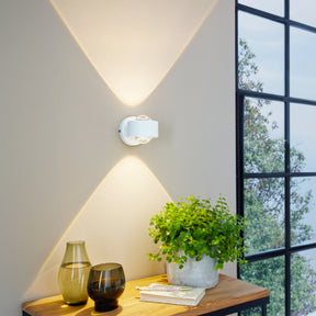 Eglo EU ONO?2 Wall Light – White Aluminium, Twin LED, Warm White, Indoor Up & Down Lighting