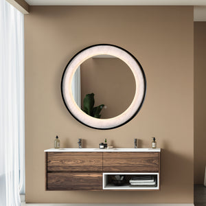 Searchlight Electric Luxo LED Mirror, Matt Black Metal with Marble Effect 96060BK
