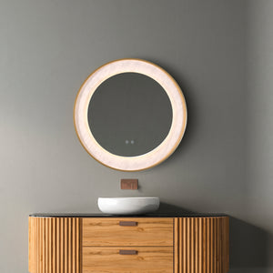Searchlight Electric Luxo LED Mirror, Gold Metal with Marble Effect 96060GO
