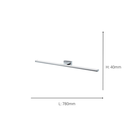 Eglo EU Pandella 1 LED Aluminium & Plastic Silver Bathroom Mirror Light , 78cm