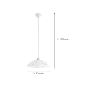 Eglo EU Vetro White Plastic & Glass Traditional Single Pendant