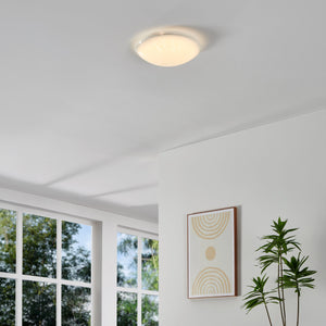 Eglo EU MARGITTA?1 LED Wall or Ceiling Light – White Granulated Glass, Warm White, 960?lm, Indoor Lighting