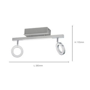 Eglo EU Cardillio 1 Aluminium & Chrome LED 2-Light Spotlight