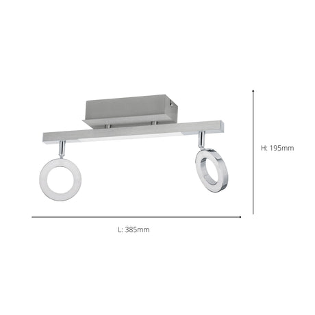 Eglo EU Cardillio 1 Aluminium & Chrome LED 2-Light Spotlight