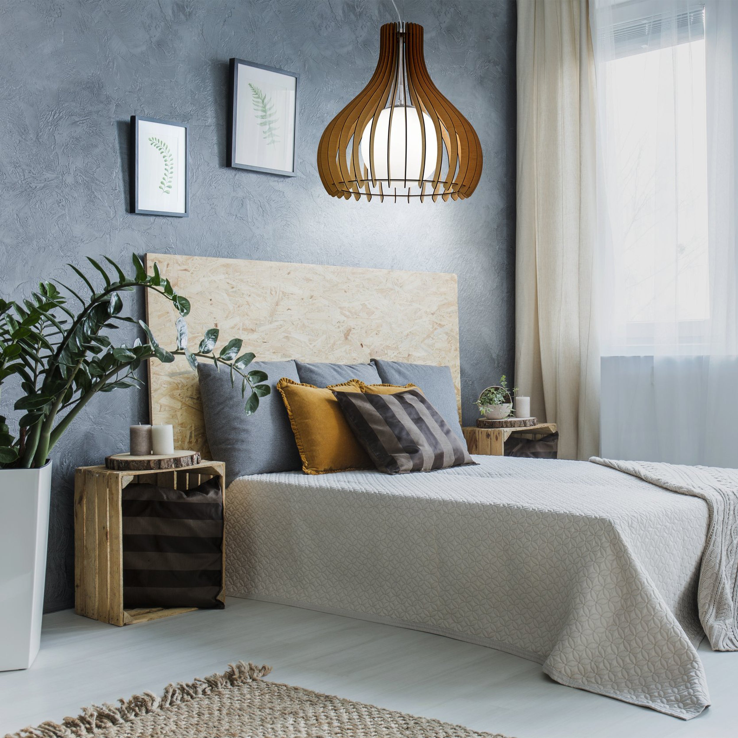 Eglo EU Boyal Wood Black Single Frame LED Wall Light