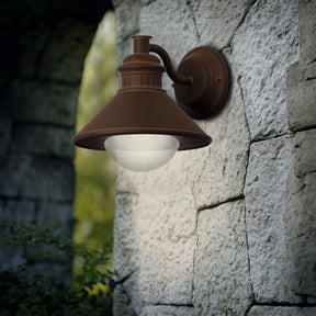 Eglo EU ALBACETE Outdoor Wall Light – Copper & Brown Zinc?Plated Steel with Bubbled Glass, E27, Exterior Lighting