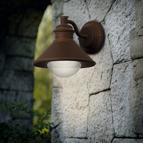 Eglo EU ALBACETE Outdoor Wall Light – Copper & Brown Zinc?Plated Steel with Bubbled Glass, E27, Exterior Lighting