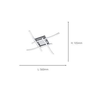 Eglo EU VALMORA LED Ceiling Light – Chrome Finish, 4?Light Integrated LED, 3000K Warm White, 560mm Indoor Ceiling Lamp