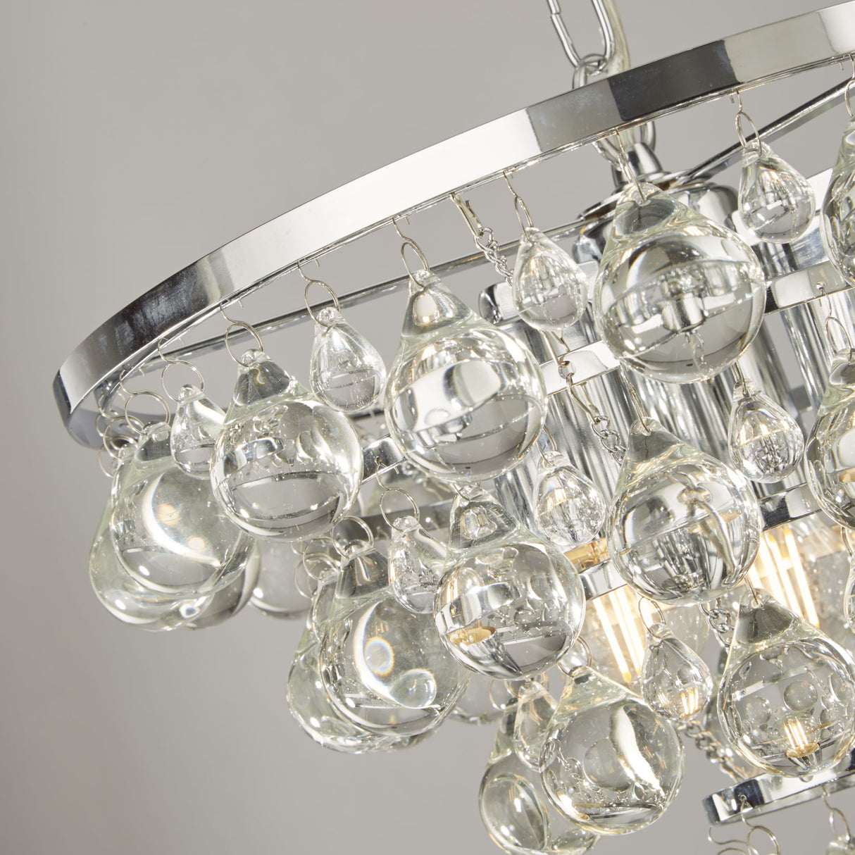 Searchlight Electric Michelle 4Lt Pendant -  Chrome with Rain Drop Glass 9634-4CC