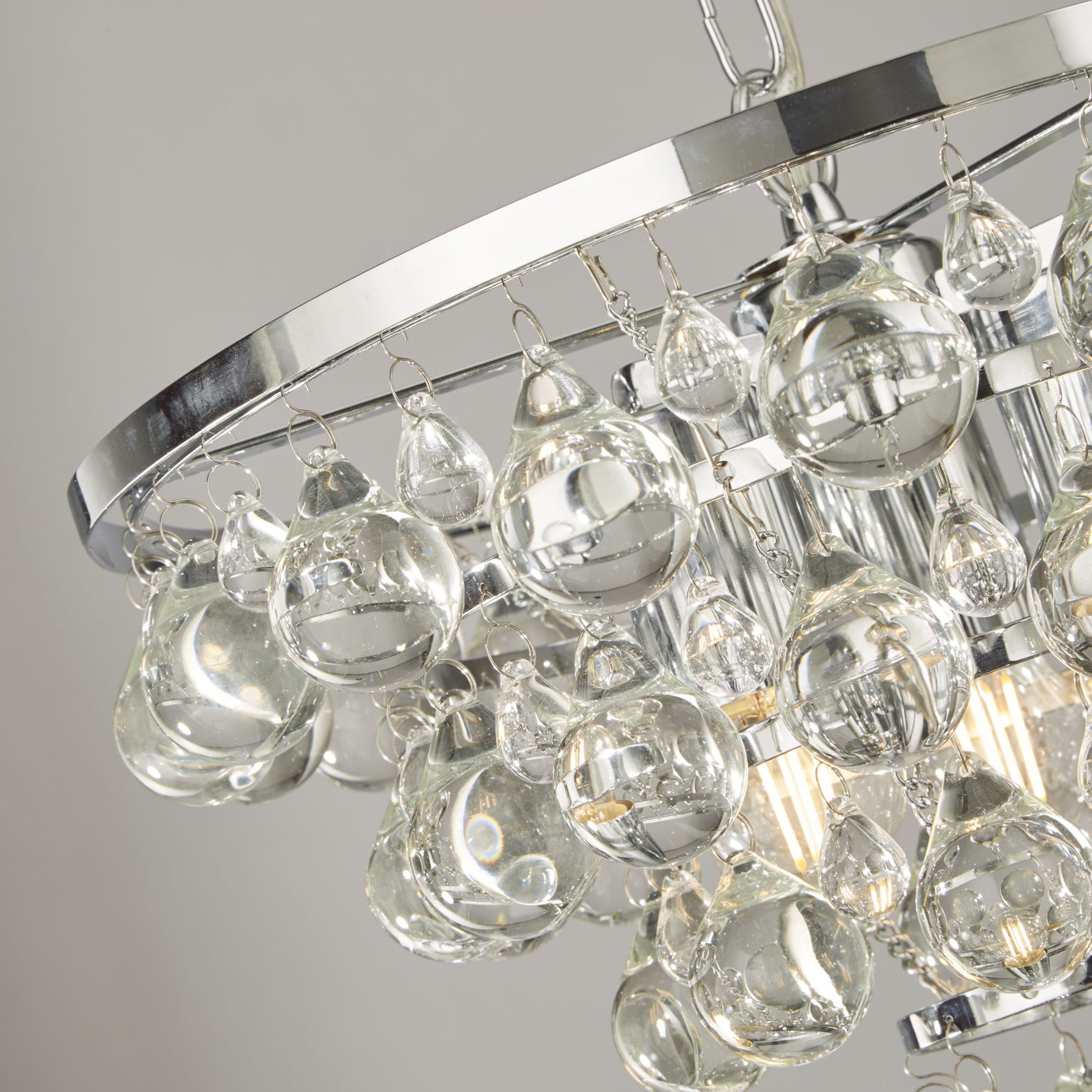 Searchlight Electric Michelle 4Lt Pendant -  Chrome with Rain Drop Glass 9634-4CC