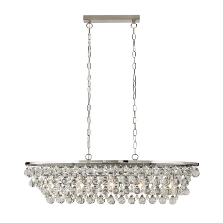 Michelle 5Lt Pendant - Chrome Metal & Rain Drop Glass