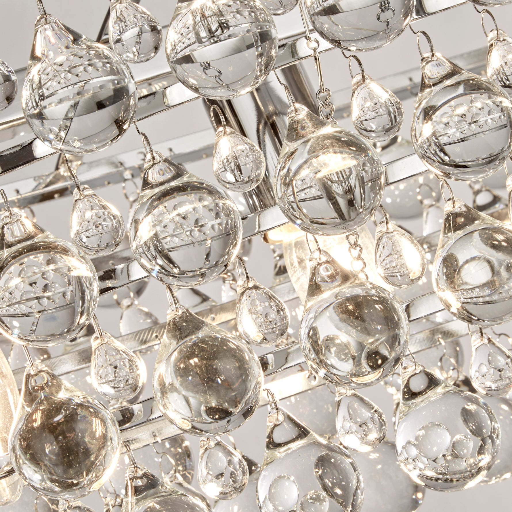 Searchlight Electric Michelle 5Lt Pendant - Chrome Metal & Rain Drop Glass 9635-5CC