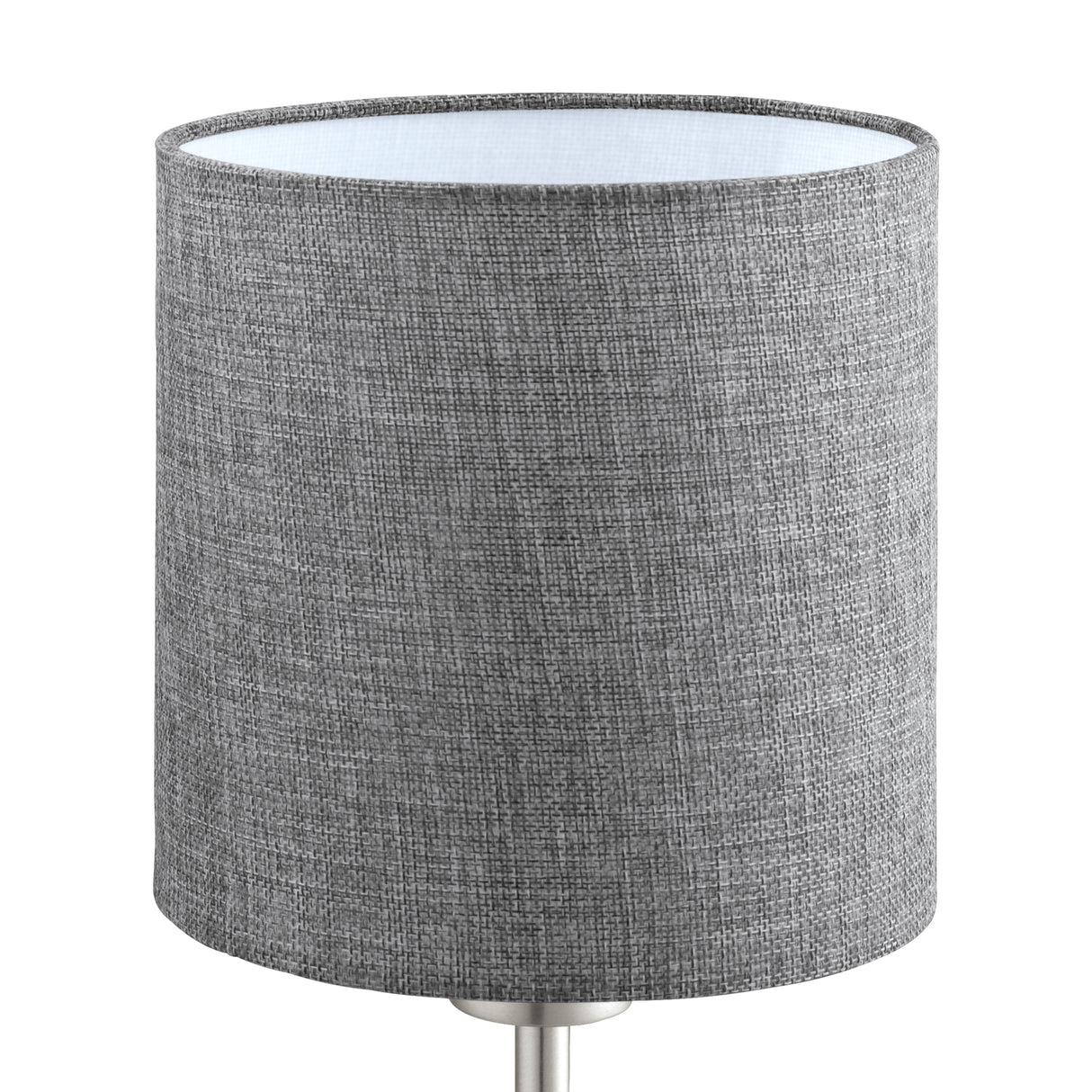 Eglo EU PASTERI Table Lamp – Satin Nickel Steel with Grey Fabric Shade, E27, Indoor Lighting