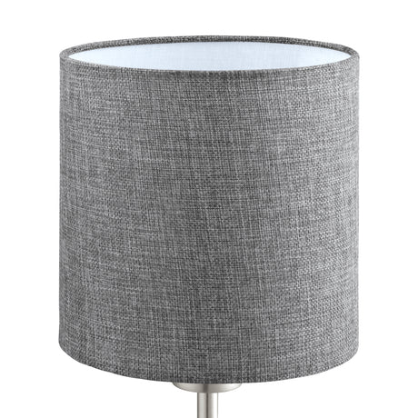 Eglo EU PASTERI Table Lamp – Satin Nickel Steel with Grey Fabric Shade, E27, Indoor Lighting