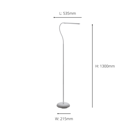 Eglo EU LAROA LED Floor Lamp – White Office Floor Light, Touch Dimmer, 600?lm, Modern Indoor Lighting