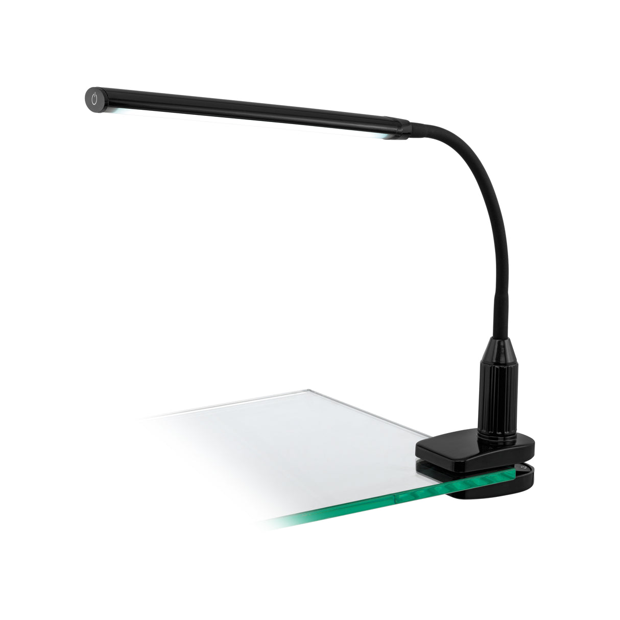 Eglo EU LAROA LED Clamp Desk Light – Black Clip?On Lamp, Touch Dimmer, 600?lm, Office Lighting