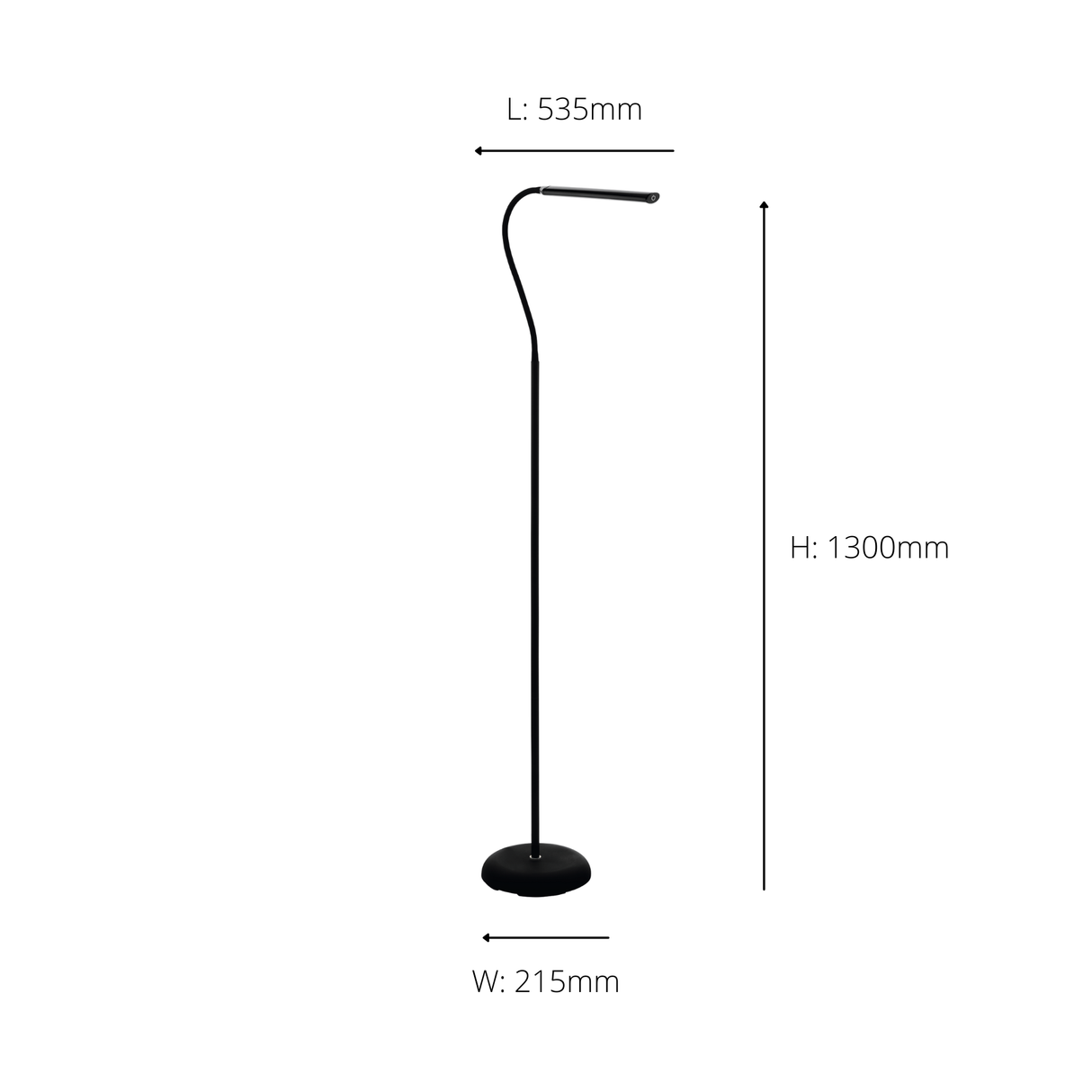 Eglo EU LAROA LED Floor Lamp – Black Office Floor Light, Touch Dimmer, 600?lm, Modern Indoor Lighting