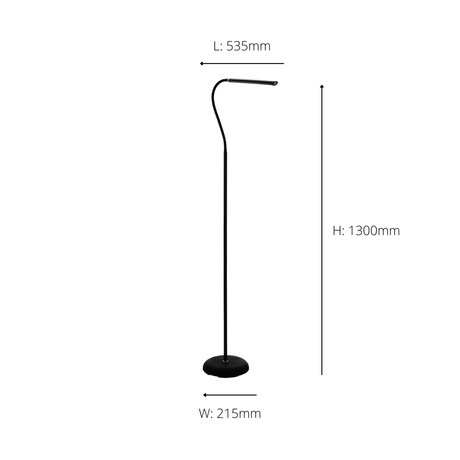 Eglo EU LAROA LED Floor Lamp – Black Office Floor Light, Touch Dimmer, 600?lm, Modern Indoor Lighting