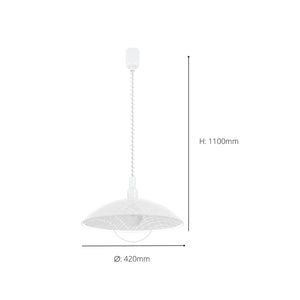 Eglo EU ALVEZ Pendant Ceiling Light – White Structured Glass Shade, Height Adjustable, E27, Indoor Lighting