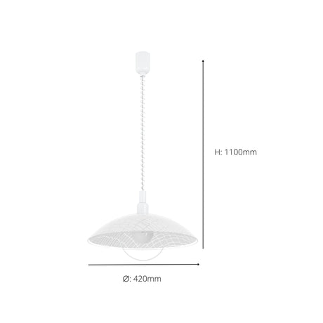 Eglo EU ALVEZ Pendant Ceiling Light – White Structured Glass Shade, Height Adjustable, E27, Indoor Lighting