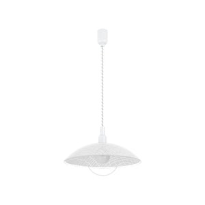Eglo EU ALVEZ Pendant Ceiling Light – White Structured Glass Shade, Height Adjustable, E27, Indoor Lighting