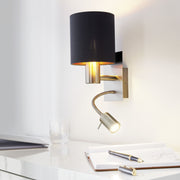 Eglo EU Pasteri Black & Copper Fabric Single Wall Light With Reading Light