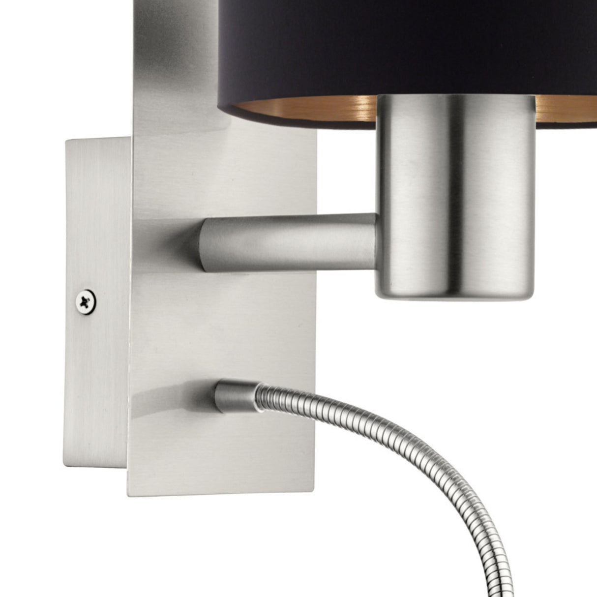 Eglo EU Pasteri Black & Copper Fabric Single Wall Light With Reading Light